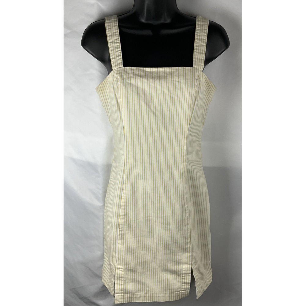 FOREVER 21 Women's Juniors Small Dress White/Yellow Striped Mini Zip Back